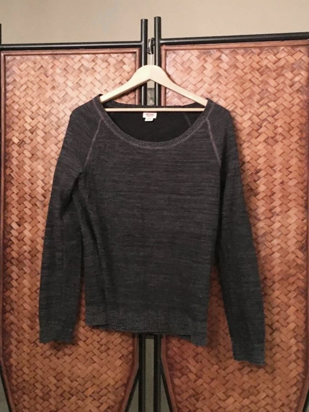 VTG 90s Exposed Seam Black Marled Knit Sweater M Kurt Cobain Style 90sgrunge
